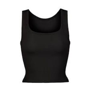 SKIMS Cotton Rib Tank in Black (Soot) Size L EUC Worn ONCE